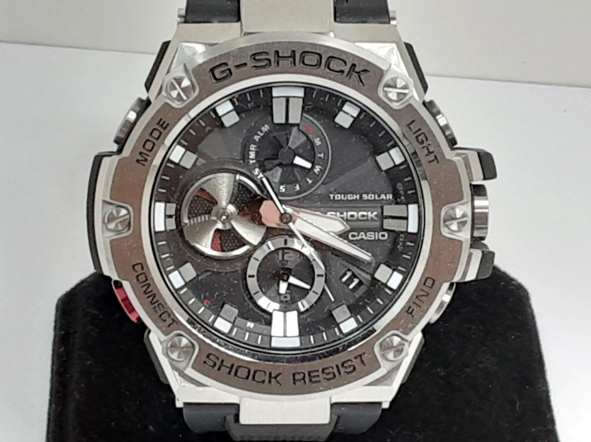 カシオ CASIO G-SHOCK G-スティール タフ ソーラー メンズ 腕時計 GST-B100-1A ブラック 黒 SS 樹脂 ウレタン ブレス クォーツ QZ ウォッチ スマートフォン リンク G-STEEL ジーショック Gショック  【中古】【送料無料】ht5650