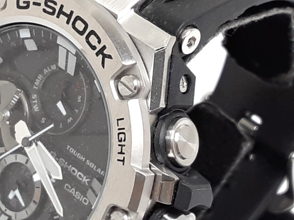 カシオ CASIO G-SHOCK G-スティール タフ ソーラー メンズ 腕時計 GST-B100-1A ブラック 黒 SS 樹脂 ウレタン ブレス クォーツ QZ ウォッチ スマートフォン リンク G-STEEL ジーショック Gショック  【中古】【送料無料】ht5650