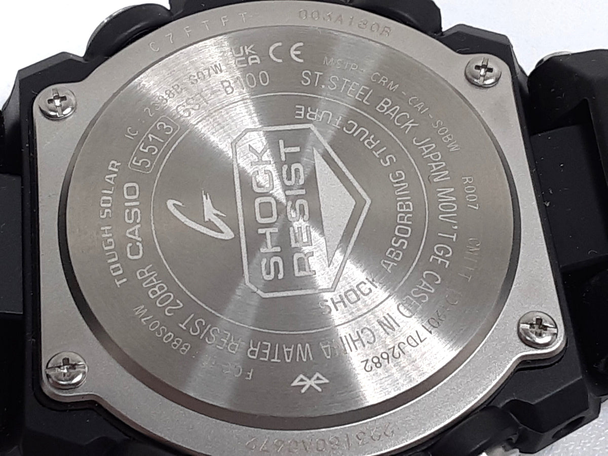 カシオ CASIO G-SHOCK G-スティール タフ ソーラー メンズ 腕時計 GST-B100-1A ブラック 黒 SS 樹脂 ウレタン ブレス クォーツ QZ ウォッチ スマートフォン リンク G-STEEL ジーショック Gショック  【中古】【送料無料】ht5650
