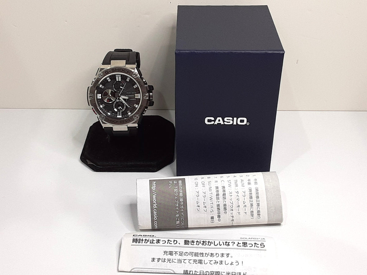 カシオ CASIO G-SHOCK G-スティール タフ ソーラー メンズ 腕時計 GST-B100-1A ブラック 黒 SS 樹脂 ウレタン ブレス クォーツ QZ ウォッチ スマートフォン リンク G-STEEL ジーショック Gショック  【中古】【送料無料】ht5650