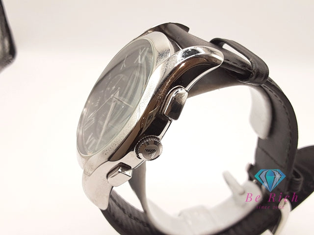 エンポリオ アルマーニ EMPORIO ARMANI クロノグラフ デイト メンズ 腕時計 AR1700 黒 ブラック SS レザー ブレス ロゴ アナログ クォーツ QZ ウォッチ   【中古】【送料無料】 ht5681
