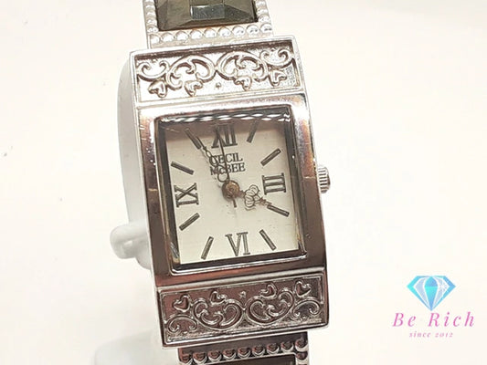 セシル マクビー CECIL McBEE バングル ウォッチ レディース 腕時計 CM81022 白 ホワイト シルバー マルチ SS ブレス アナログ クォーツ QZ カフ  【中古】【送料無料】 ht5682