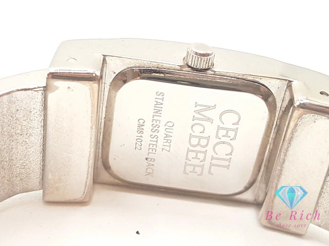 セシル マクビー CECIL McBEE バングル ウォッチ レディース 腕時計 CM81022 白 ホワイト シルバー マルチ SS ブレス アナログ クォーツ QZ カフ  【中古】【送料無料】 ht5682