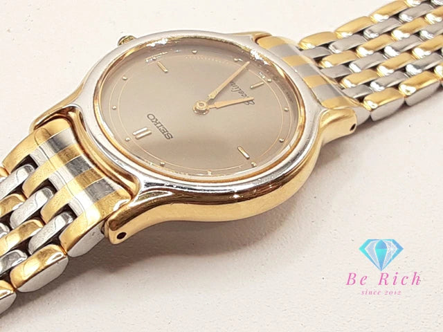セイコー SEIKO エクセリーヌ レディース 腕時計 7320-0350 グレー シルバー ゴールド SS GP ブレス アナログ クォーツ QZ ウォッチ Exceline  【中古】【送料無料】 ht5691