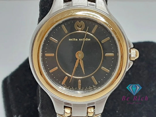 ミラショーン mira schon レディース 腕時計 1032-A051032-A05133 黒 ブラック シルバー ゴールド SS GP ブレス アナログ クォーツ QZ ウォッチ 【中古】【送料無料】 ht5710