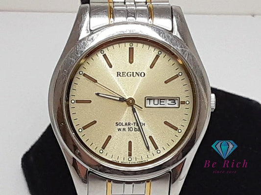 シチズン CITIZEN レグノ ソーラー メンズ 腕時計 デイデイト E101-K005299 ゴールド シルバー  SS GP ブレス アナログ クォーツ QZ ウォッチ REGUNO 【中古】【送料無料】 ht5722