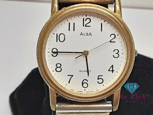 セイコー SEIKO アルバ メンズ 腕時計 Y136-6A70 白 ホワイト ゴールド SS GP ブレス  アナログ クォーツ QZ ウォッチ 【中古】【送料無料】 ht5735