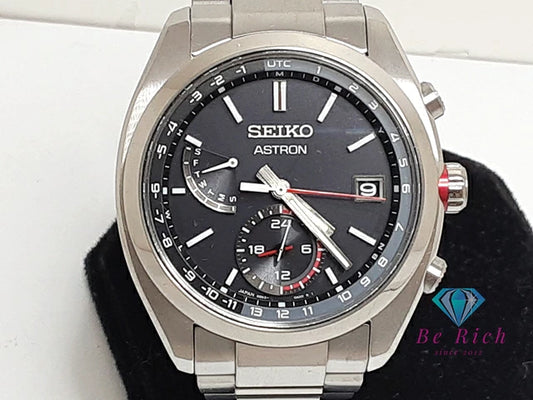 セイコー SEIKO アストロン 電波 ソーラー メンズ 腕時計 デイト SBXY017 8B63-0BA0 黒 ブラック シルバー チタニウム チタン ブレス アナログ クオーツ QZ ウォッチ ASTRON  【中古】【送料無料】 ht5747