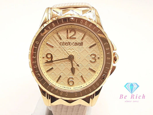 ロベルト カヴァリ バイ フランクミュラー Roberto Cavalli BY FRANCK MULLER レディース 腕時計 RV1L048L0031 アイボリー ベージュ SS レザー ブレス アナログ クォーツ QZ ウォッチ  【中古】【送料無料】 ht5748