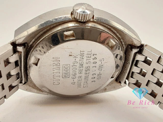 シチズン CITIZEN 28800 21石 自動巻き レディース 腕時計 デイデイト 4-661079-K カット ガラス グレー グラデ シルバー SS ブレス アンティーク ヴィンテージ アナログ AT ウォッチ 【中古】【送料無料】 ht5754