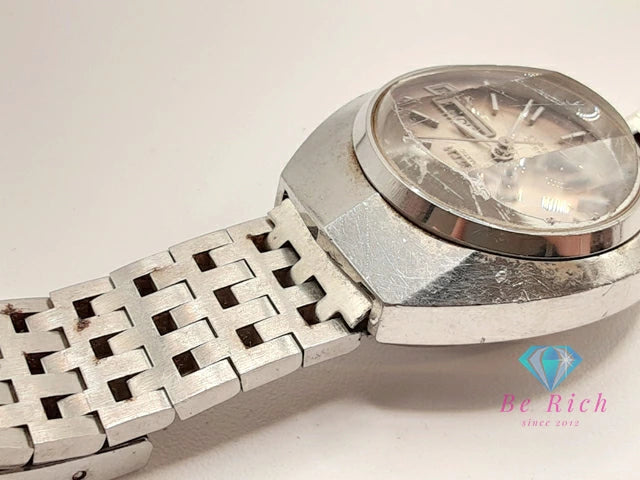 シチズン CITIZEN 28800 21石 自動巻き レディース 腕時計 デイデイト 4-661079-K カット ガラス グレー グラデ シルバー SS ブレス アンティーク ヴィンテージ アナログ AT ウォッチ 【中古】【送料無料】 ht5754