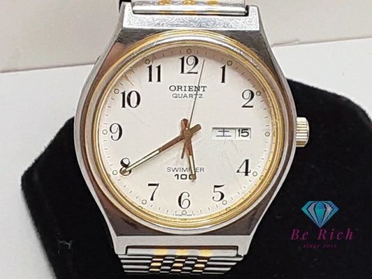 オリエント ORIENT スイマー 100 メンズ 腕時計 デイデイト UG00-B0 白 ホワイト シルバー ゴールド SS GP ブレス アナログ クォーツ QZ ウォッチ SIMMER 【中古】【送料無料】 ht5766