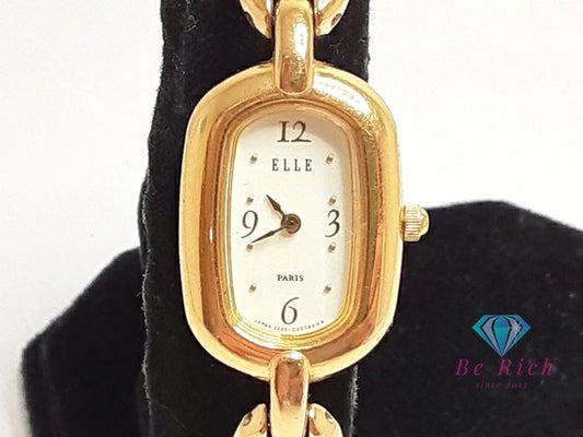エル ELLE レディース 腕時計 3220-327144 白 ホワイト ゴールド SS ブレス ロゴ アナログ クオーツ QZ ウォッチ   【中古】 【送料無料】 ht5772