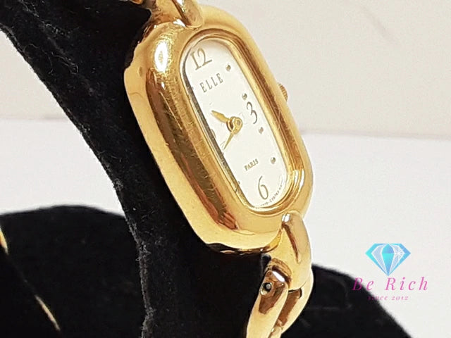 エル ELLE レディース 腕時計 3220-327144 白 ホワイト ゴールド SS ブレス ロゴ アナログ クオーツ QZ ウォッチ   【中古】 【送料無料】 ht5772