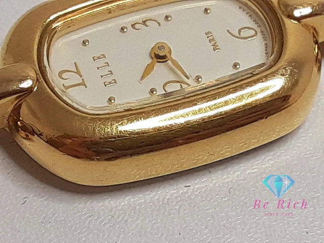 エル ELLE レディース 腕時計 3220-327144 白 ホワイト ゴールド SS ブレス ロゴ アナログ クオーツ QZ ウォッチ   【中古】 【送料無料】 ht5772