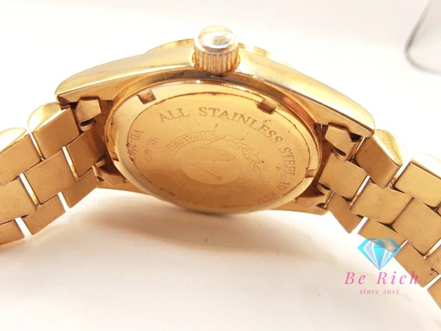 バレンチノ ドマーニ Valentino Domani メンズ 腕時計 デイデイト VD-2007 白 ホワイト ゴールド SS GP ブレス アナログ クォーツ QZ ドレス ウォッチ   【中古】【送料無料】ht5777
