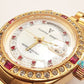 バレンチノ ドマーニ Valentino Domani メンズ 腕時計 デイデイト VD-2007 白 ホワイト ゴールド SS GP ブレス アナログ クォーツ QZ ドレス ウォッチ   【中古】【送料無料】ht5777