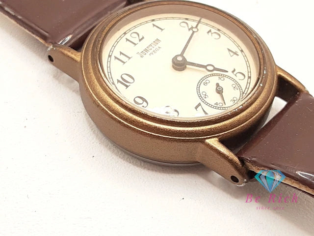 シチズン CITIZEN ベガ レディース 腕時計 2048-406346 アイボリー ブラウン 茶 SS レザー ブレス アナログ クォーツ QZ ウォッチ VEGA 【中古】【送料無料】 ht5788