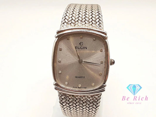 エルジン ELGIN メンズ 腕時計 FK282 スクエア シルバー SS ブレス アナログ クォーツ QZ ウォッチ 【中古】【送料無料】 ht5796