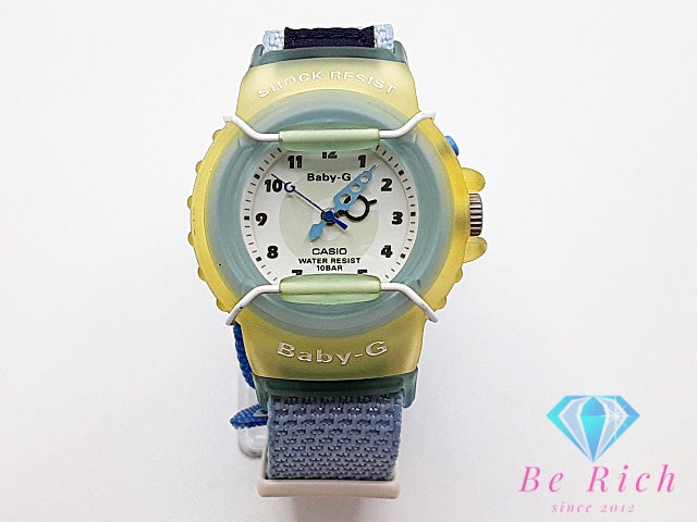 カシオ CASIO G-SHOCK Baby-G ベビージー レディース 腕時計 BG-11 白 ホワイト ライトブルー 水色 SS 樹脂 ファブリック ブレス アナログ クォーツ QZ ウォッチ Gショック  【中古】【送料無料】 ht5817