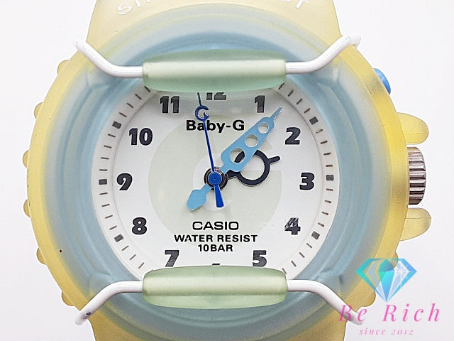 カシオ CASIO G-SHOCK Baby-G ベビージー レディース 腕時計 BG-11 白 ホワイト ライトブルー 水色 SS 樹脂 ファブリック ブレス アナログ クォーツ QZ ウォッチ Gショック  【中古】【送料無料】 ht5817