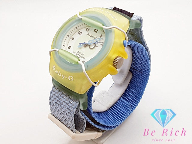 カシオ CASIO G-SHOCK Baby-G ベビージー レディース 腕時計 BG-11 白 ホワイト ライトブルー 水色 SS 樹脂 ファブリック ブレス アナログ クォーツ QZ ウォッチ Gショック  【中古】【送料無料】 ht5817