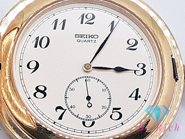 セイコー SEIKO ポケット ウォッチ 懐中時計 2G28-0010 スモセコ 白 ホワイト ゴールド GP メッキ アナログ クォーツ QZ  【中古】【送料無料】 ht5819