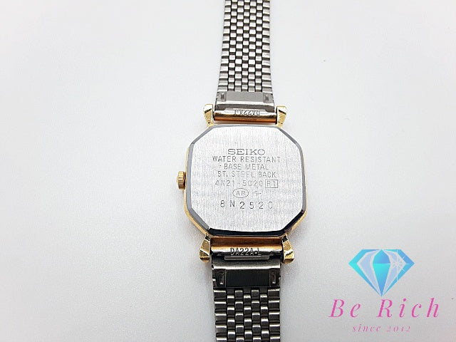 セイコー SEIKO レディース 腕時計 4N21-5020 黒 ブラック スクエア SS ブレス アナログ クォーツ QZ ウォッチ  【中古】【送料無料】 ht5820