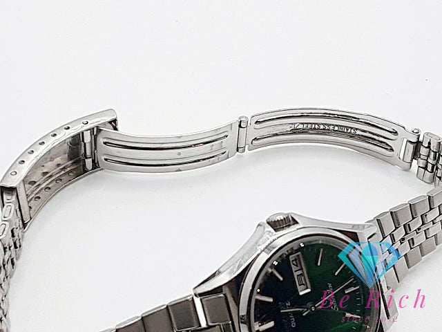 セイコー SEIKO シルバー ウェーブ レディース 腕時計 デイデイト 3423-0170 カット ガラス 緑 グリーン SS ブレス アナログ クォーツ QZ ウォッチ silver wave 【中古】【送料無料】 ht5822