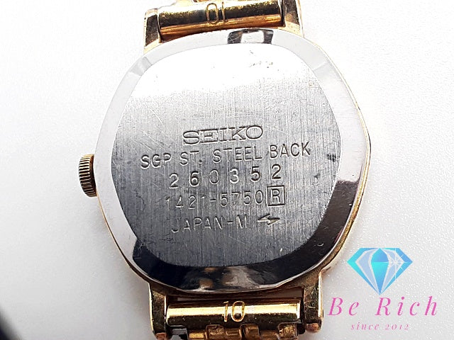 セイコー SEIKO レディース 腕時計 1421-5750 黒 ブラック SS GP ブレス アナログ QZ ウォッチ 【中古】【送料無料】 ht5830
