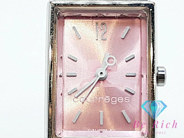 クレージュ courreges ブレス ウォッチ レディース 腕時計 Y151-5G10 スクエア ピンク SS ブレス アナログ クォーツ QZ ウォッチ バングル 【中古】【送料無料】ht5834