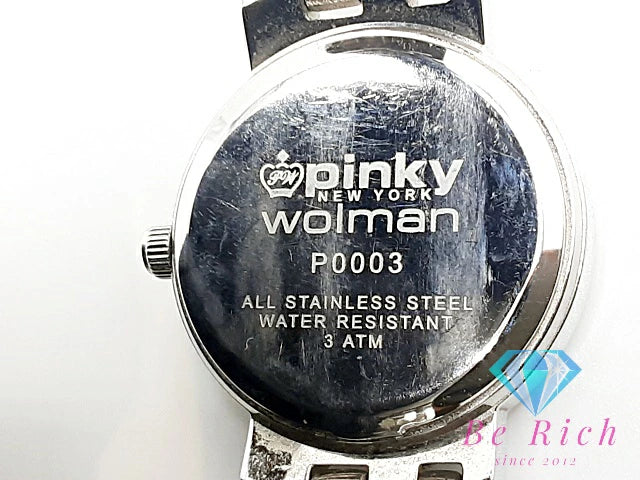 ピンキー ウォルマン Pinky wolman レディース 腕時計 P0003 黒 ブラック SS ブレス アナログ クォーツ QZ ウォッチ  【中古】【送料無料】ht5835