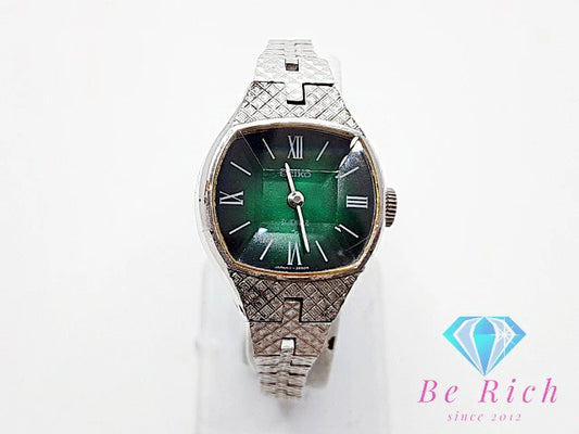 セイコー SEIKO 21石 手巻き レディース 腕時計 11-7850 カット ガラス 緑 グリーン グラデ SS WGP ブレス アナログ ウォッチ ヴィンテージ アンティーク 【中古】【送料無料】 ht5849