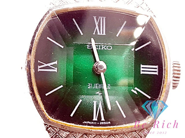 セイコー SEIKO 21石 手巻き レディース 腕時計 11-7850 カット ガラス 緑 グリーン グラデ SS WGP ブレス アナログ ウォッチ ヴィンテージ アンティーク 【中古】【送料無料】 ht5849