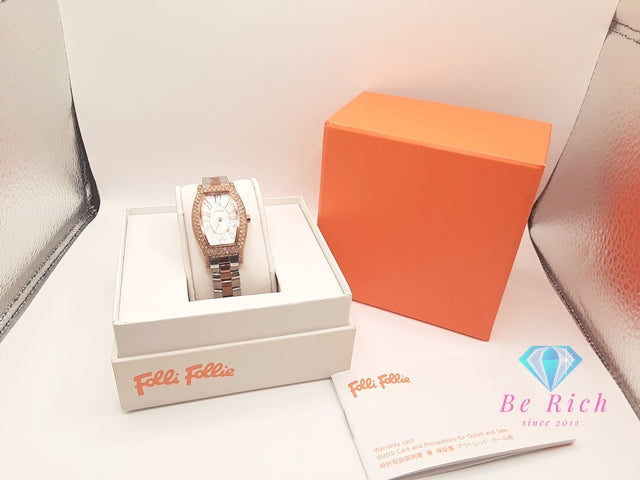 フォリフォリ Folli Follie レディース 腕時計 WF5R084BZS 白 ホワイト ピンク ゴールド シルバー SS GP ブレス アナログ クォーツ QZ ウォッチ ラインストーン 【中古】【送料無料】 ht5860