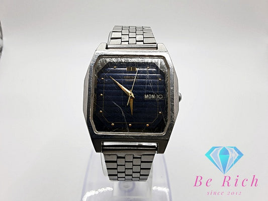 セイコー SEIKO アルバ メンズ 腕時計 デイデイト V743-5A00 スクエア 青 ブルー シルバー SS ブレス アナログ クォーツ QZ ウォッチ ALBA 【中古】【送料無料】 ht5875