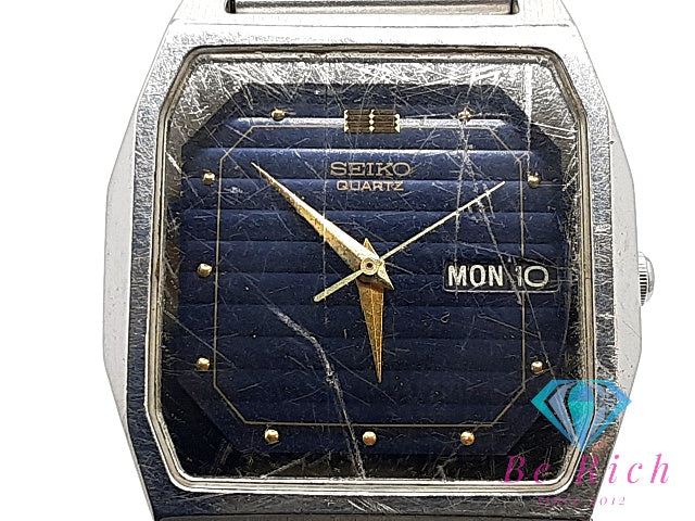 セイコー SEIKO アルバ メンズ 腕時計 デイデイト V743-5A00 スクエア 青 ブルー シルバー SS ブレス アナログ クォーツ QZ ウォッチ ALBA 【中古】【送料無料】 ht5875