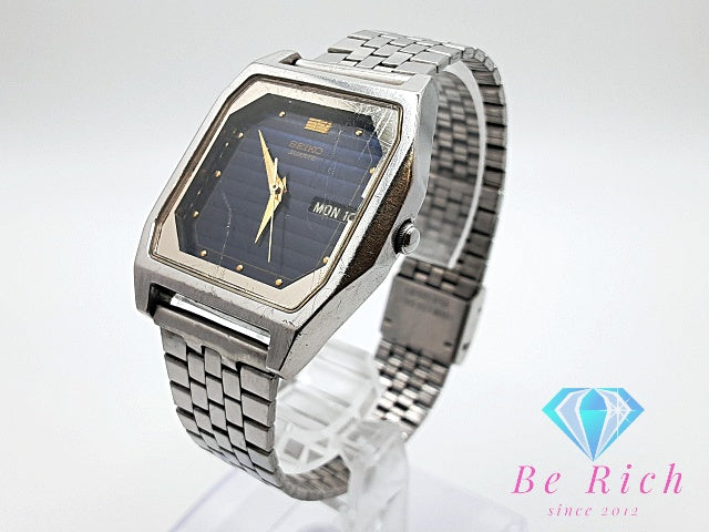 セイコー SEIKO アルバ メンズ 腕時計 デイデイト V743-5A00 スクエア 青 ブルー シルバー SS ブレス アナログ クォーツ QZ ウォッチ ALBA 【中古】【送料無料】 ht5875