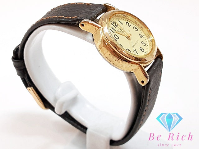シチズン CITIZEN Q&Q falcon ファルコン レディース 腕時計 クリーム ブラウン 茶 SS レザー ブレス アナログ クォーツ QZ ウォッチ  【中古】【送料無料】 ht5878