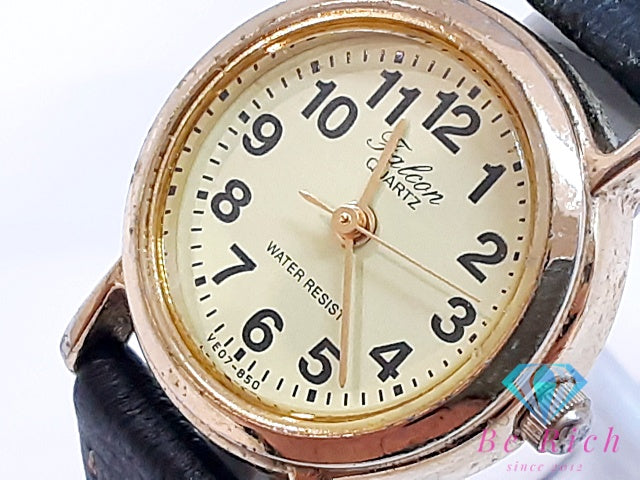 シチズン CITIZEN Q&Q falcon ファルコン レディース 腕時計 クリーム ブラウン 茶 SS レザー ブレス アナログ クォーツ QZ ウォッチ  【中古】【送料無料】 ht5878