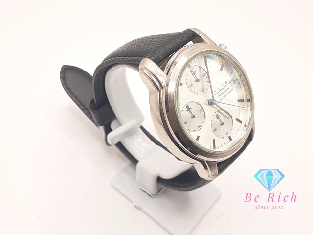 セイコー SEIKO アルファ メンズ 腕時計 クロノグラフ デイト V657-8010 シルバー 黒 ブラック SS レザー ブレス アナログ クォーツ QZ ウォッチ ALFA  【中古】【送料無料】 ht5888