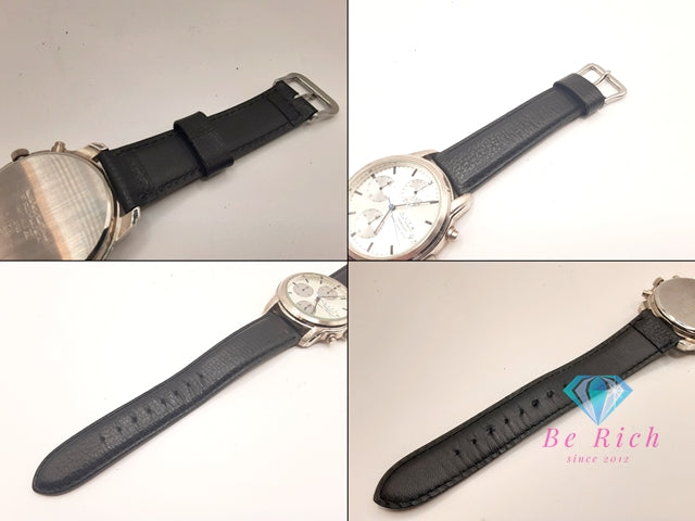 セイコー SEIKO アルファ メンズ 腕時計 クロノグラフ デイト V657-8010 シルバー 黒 ブラック SS レザー ブレス アナログ クォーツ QZ ウォッチ ALFA  【中古】【送料無料】 ht5888