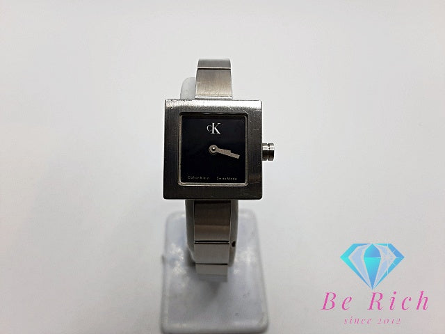 カルバンクライン Calvin Klein レディース腕時計 K6151 スクエア 黒 ブラック シルバー SS ブレス アナログ クォーツ QZ ウォッチ CK 【中古】【送料無料】 ht5895
