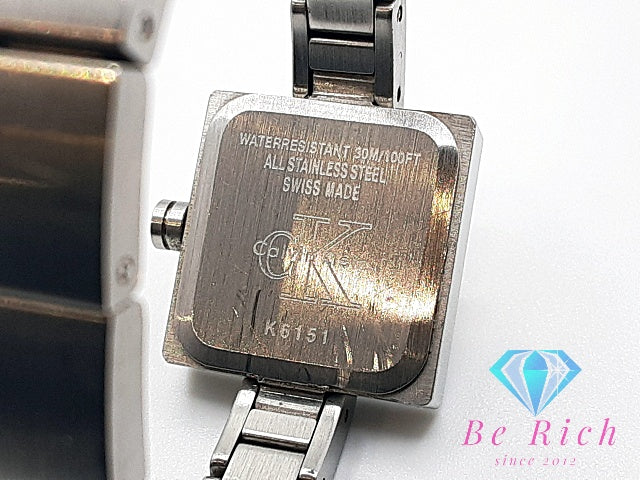 カルバンクライン Calvin Klein レディース腕時計 K6151 スクエア 黒 ブラック シルバー SS ブレス アナログ クォーツ QZ ウォッチ CK 【中古】【送料無料】 ht5895