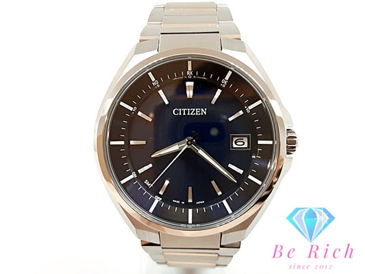 シチズン CITIZEN アテッサ エコ ドライブ デイト CB3010-57L メンズ 腕時計 青 ブルー シルバー チタニウム チタン ブレス アナログ クォーツ QZ ウォッチ 電波 ソーラー Eco-Drive ATTESA    【中古】【送料無料】 ht5897