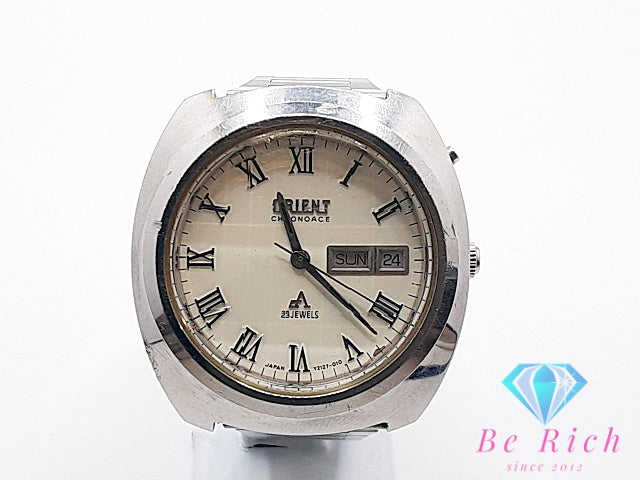 オリエント ORIENT クロノエース デイデイト 23石 自動巻き メンズ 腕時計 429-21270 カット ガラス 白 ホワイト シルバー SS ブレス ロゴ アナログ オートマ AT ウォッチ アンティーク ヴィンテージ  【中古】【送料無料】 ht5899