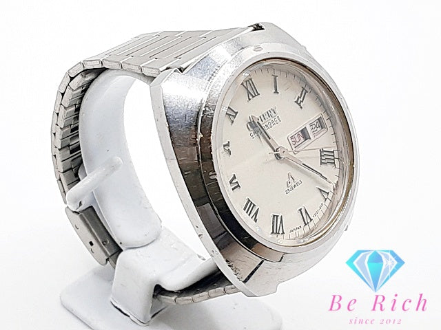 オリエント ORIENT クロノエース デイデイト 23石 自動巻き メンズ 腕時計 429-21270 カット ガラス 白 ホワイト シルバー SS ブレス ロゴ アナログ オートマ AT ウォッチ アンティーク ヴィンテージ  【中古】【送料無料】 ht5899