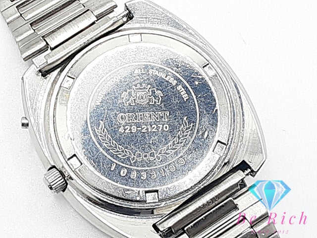 オリエント ORIENT クロノエース デイデイト 23石 自動巻き メンズ 腕時計 429-21270 カット ガラス 白 ホワイト シルバー SS ブレス ロゴ アナログ オートマ AT ウォッチ アンティーク ヴィンテージ  【中古】【送料無料】 ht5899