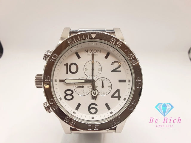 ニクソン NIXON THE 51-30 クロノグラフ デイト メンズ 腕時計 ビッグ フェイス 白 ホワイト シルバー SS ブレス アナログ クォーツ QZ ウォッチ 【中古】【送料無料】 ht5923