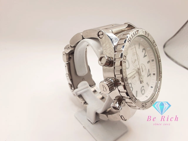 ニクソン NIXON THE 51-30 クロノグラフ デイト メンズ 腕時計 ビッグ フェイス 白 ホワイト シルバー SS ブレス アナログ クォーツ QZ ウォッチ 【中古】【送料無料】 ht5923